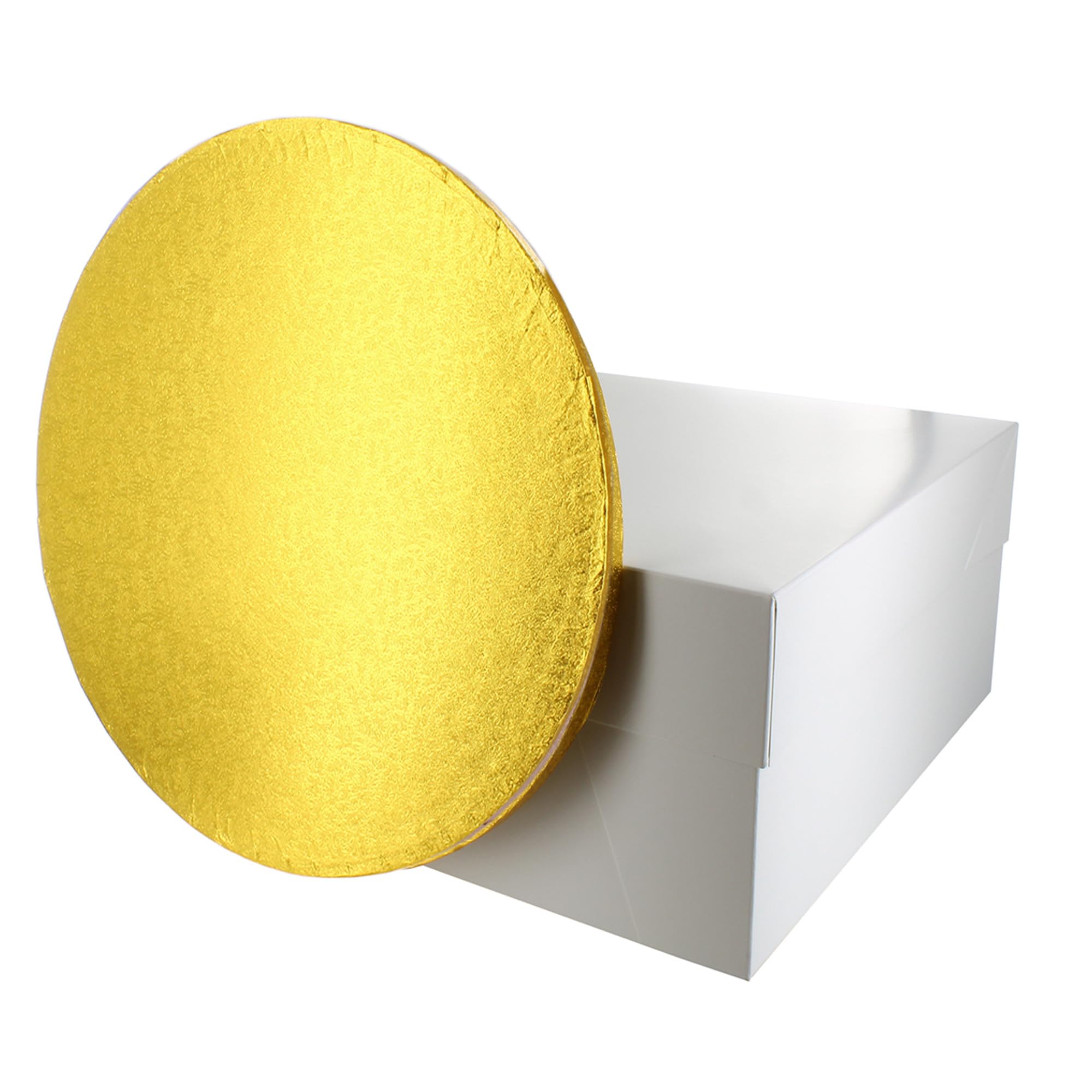 Culpitt Gold Board & Box Set | 8" (20Cm) | White Cake Box & Drum, Box And Cake Board, Storage & Transport Combo