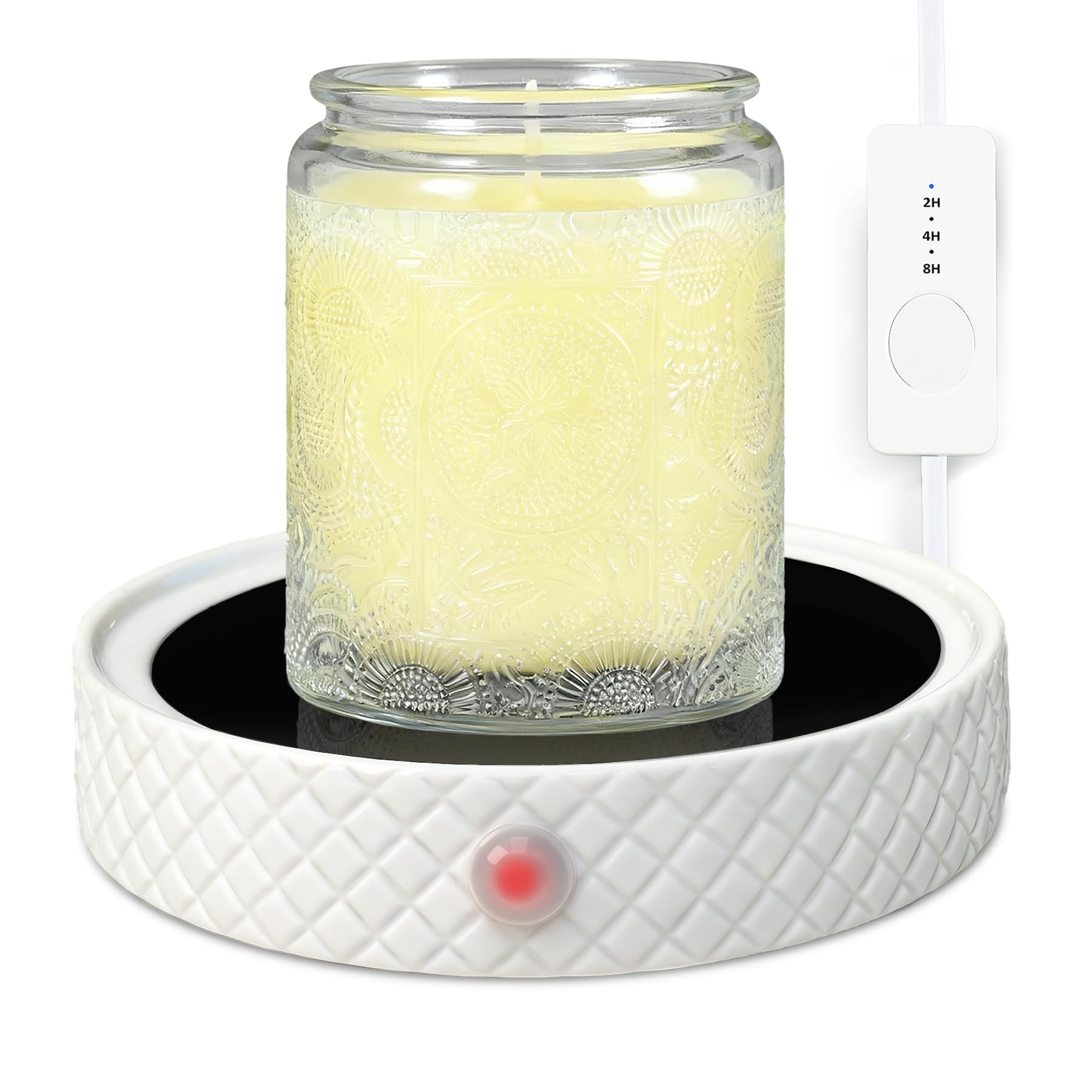 Photo 1 of Candle Warmer Plate with Timer, Auto Shut Off Ceramic Electric Large Candle Wax Melt Warmer for Jar Candles, Mug Warmer for Coffee Cup Beverage Milk Tea for Home Office(White)