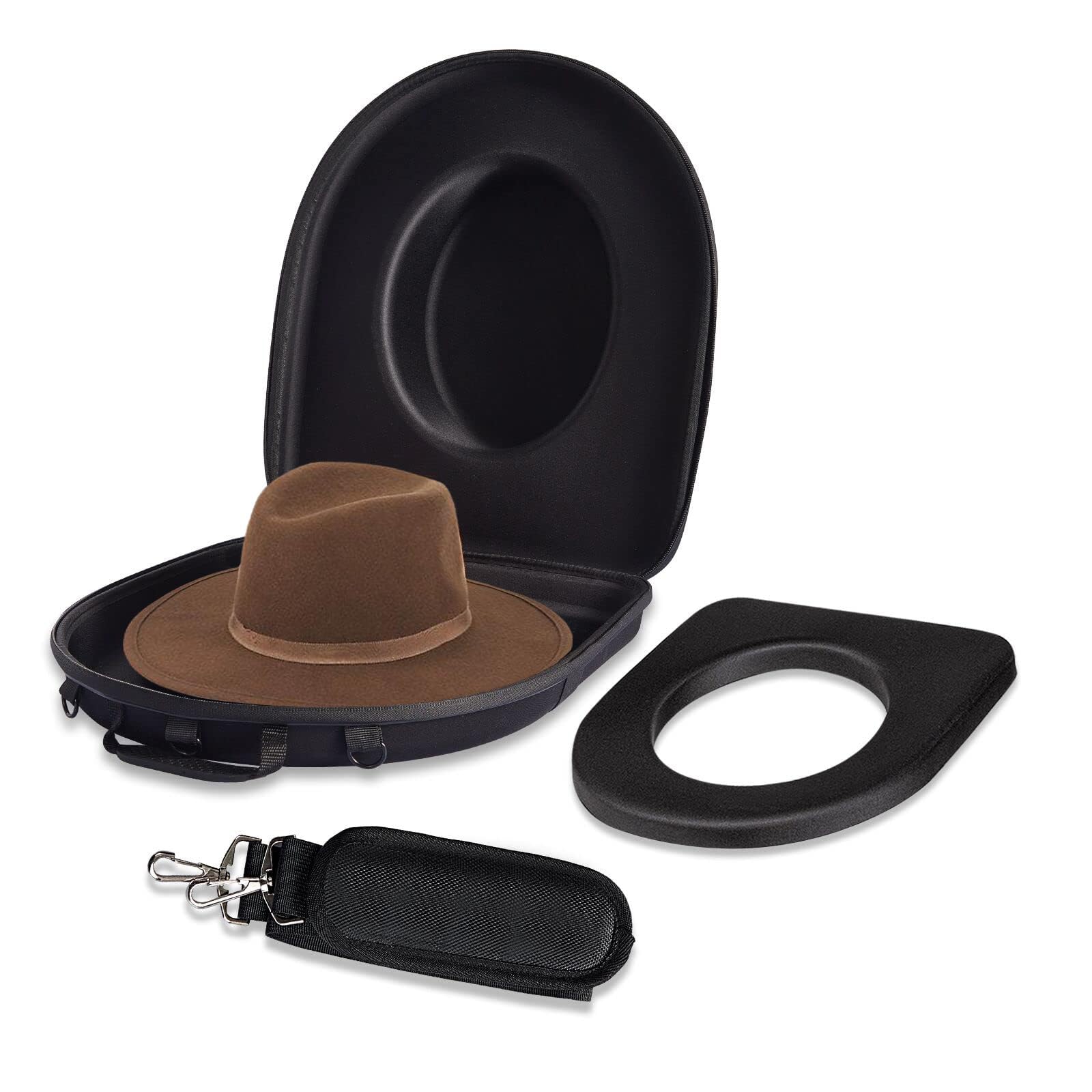 MOSLA Hat Box for Travel-Crush Proof Hat Travel Case for Cowboy Hats Holder Storage Box Organizer Cap Carrier Black H05