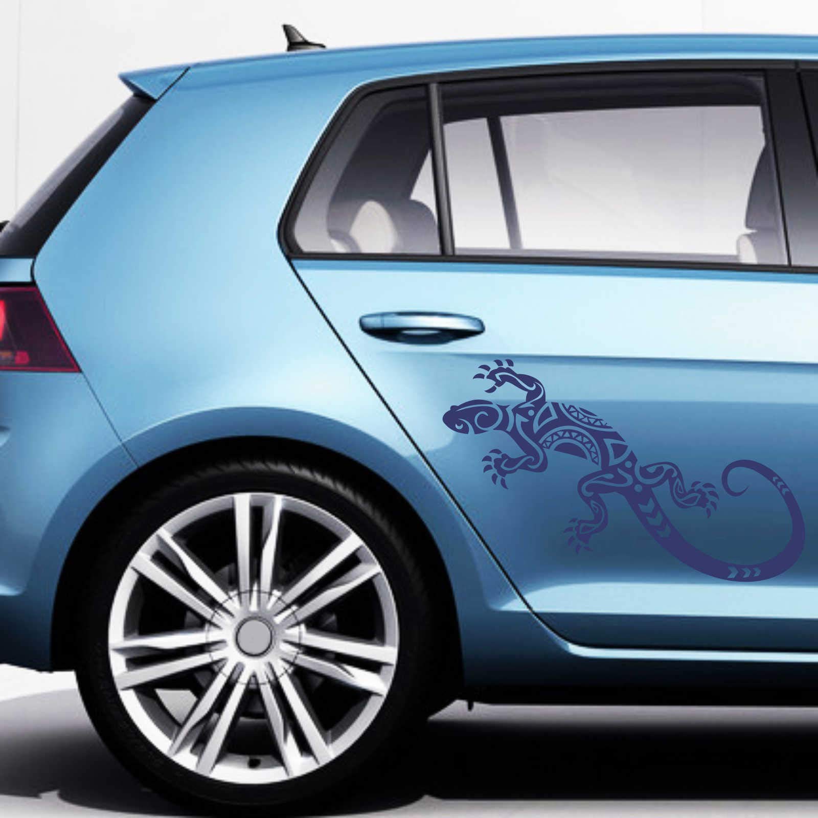 INDIGOS UG Set di adesivi per auto, astratto, gekko, 2 pezzi, ciascuno 120 cm x 49 cm, blu reale – Tuning Carystyling lunotto posteriore auto