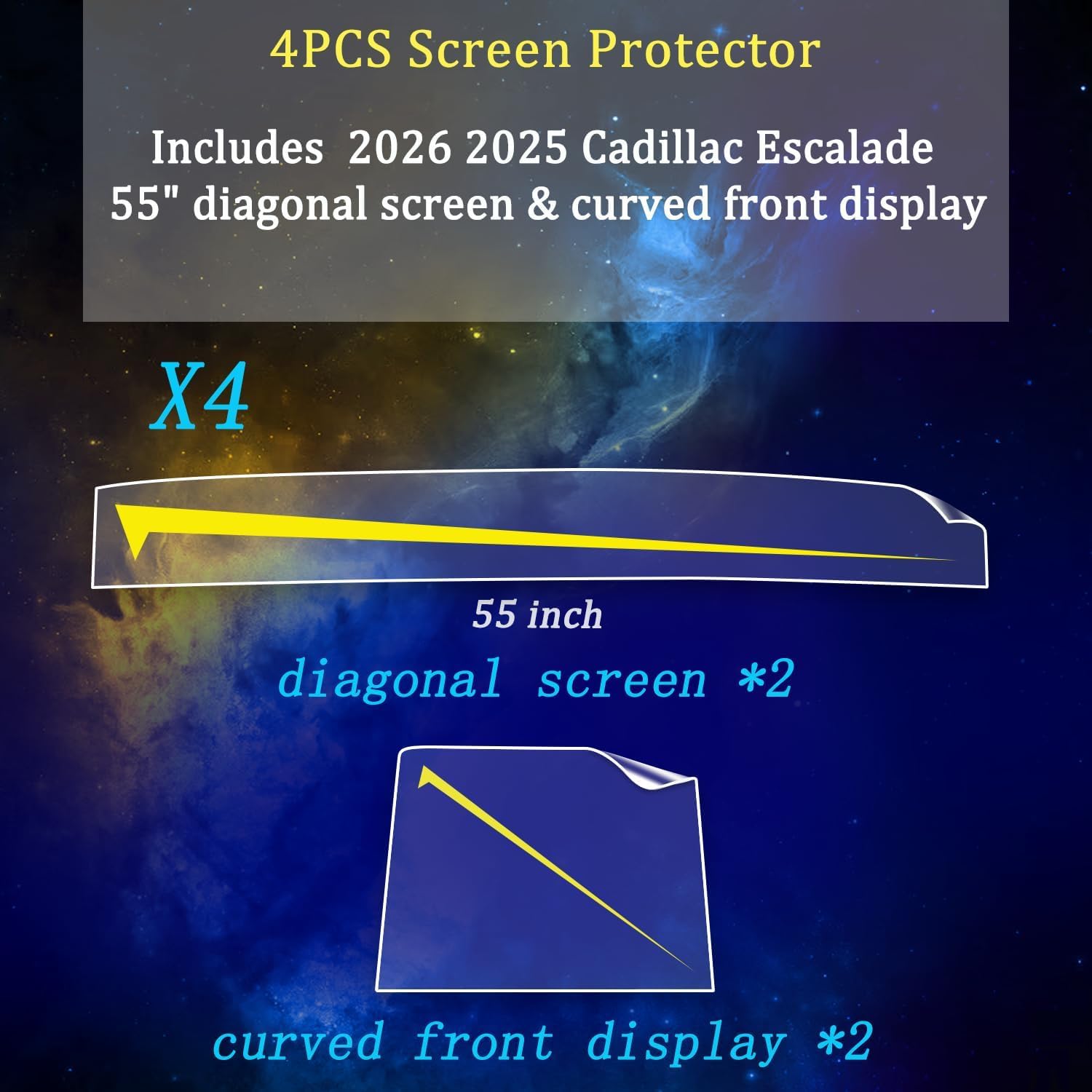 Photo 1 of EUEKY ?Upgrade 2026 Escalade Screen Protector [4PCS ] PET for 2025 Escalade 55" diagonal HD curved front display Screen Protector 2026 Escalade Accessories 2025