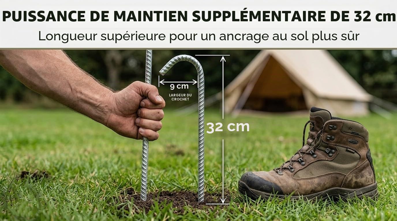 Smith & Barker Piquets de Fixation Tente Très Résistants – Sardines Métalliques pour Camping, Trampoline, Serre, Bâche, Jardin – Ancrage au Sol Solide et Durable, 16 Pcs