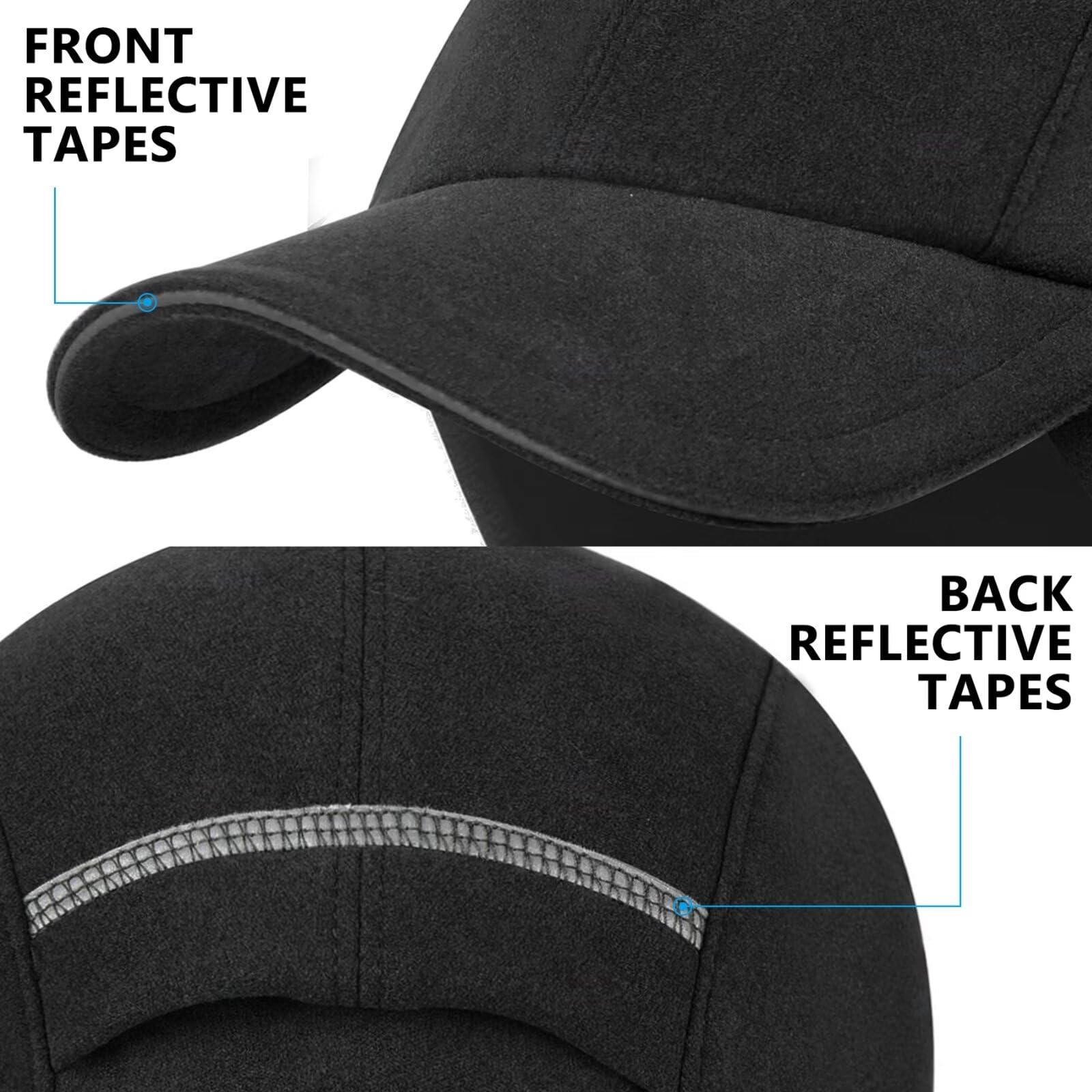 GADIEMKENSD Women's Winter Reflective Fleece Ponytail Hat with Drop Down Ear Warmer for Outdoor Activity Cap