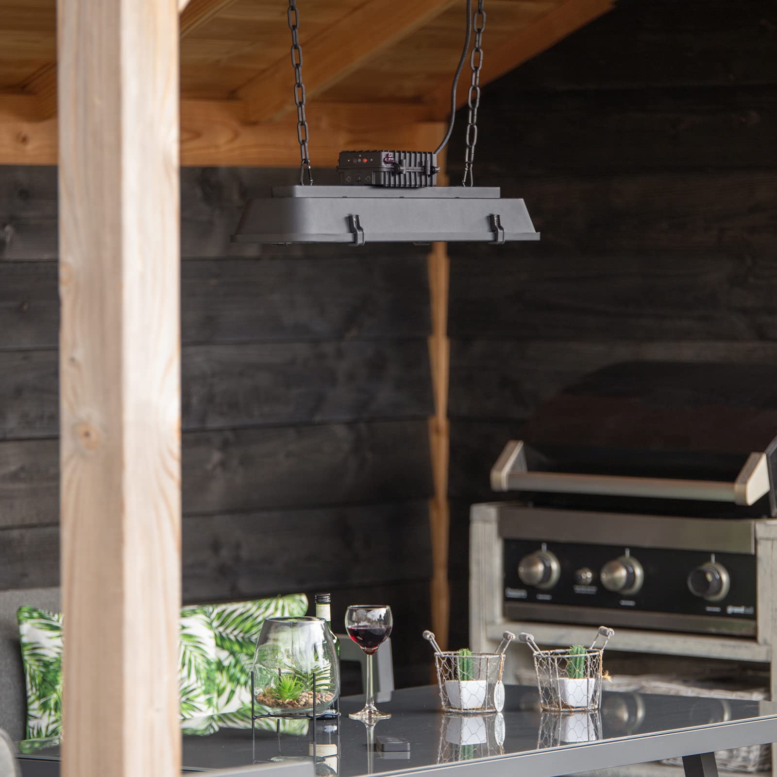 Outdoor Infrarot Deckenheizstrahler Vintage Dark 2500W Terrassenstrahler Heizer Wärmestrahler 2 Leistungsstufen 1250W / 2500W