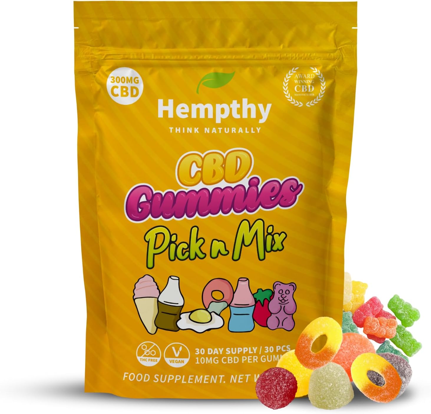 CBD Gummies - CBD Pick n Mix 300mg Total CBD, THC-Free Hemp Gummies - Best Edible Cannabidiol CBD Gummies