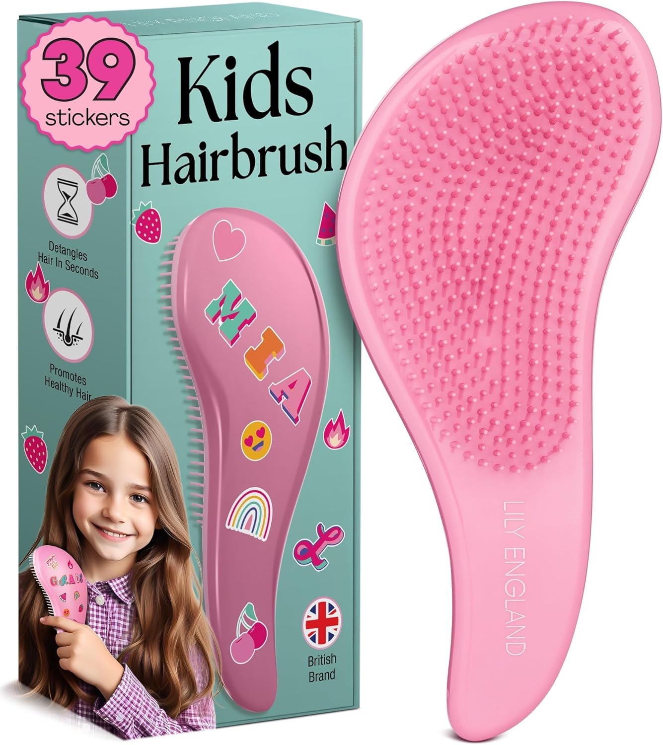 Detangle Hair Brush for Curly, Straight, Thick & Natural Hair - Gentle Detangling Hairbrush for Kids, Women, & Toddlers