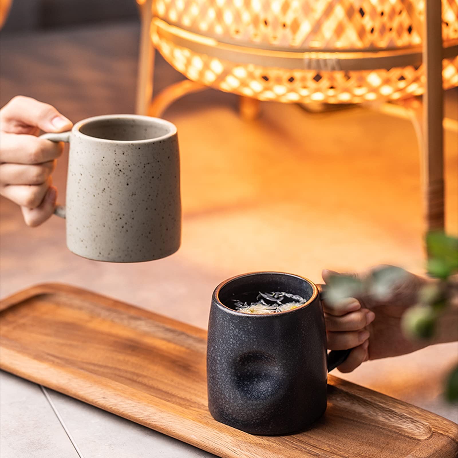Tasse Becher Kreative Pot-Bellied Becher Halbkreisbogen Griff Wassertasse Große Kapazität Keramikschale Home Kaffeetasse Geeignet for Männer und Frauen Kaffeetassen (Color : A)
