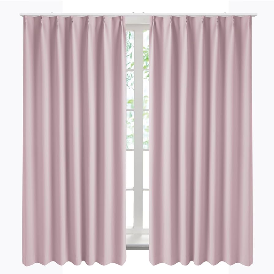 幅１００×丈２００　２枚（色：ピンク） Amazon｜カーテン 幅100cm×丈200cm 2枚組 - 遮光1級 99%以上遮光
