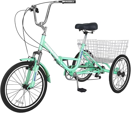 Triciclos plegables para adultos, 7 velocidades, 202426 pulgadas, 3 ruedas, triciclos de crucero con cesta grande, triciclo plegable para adultos,