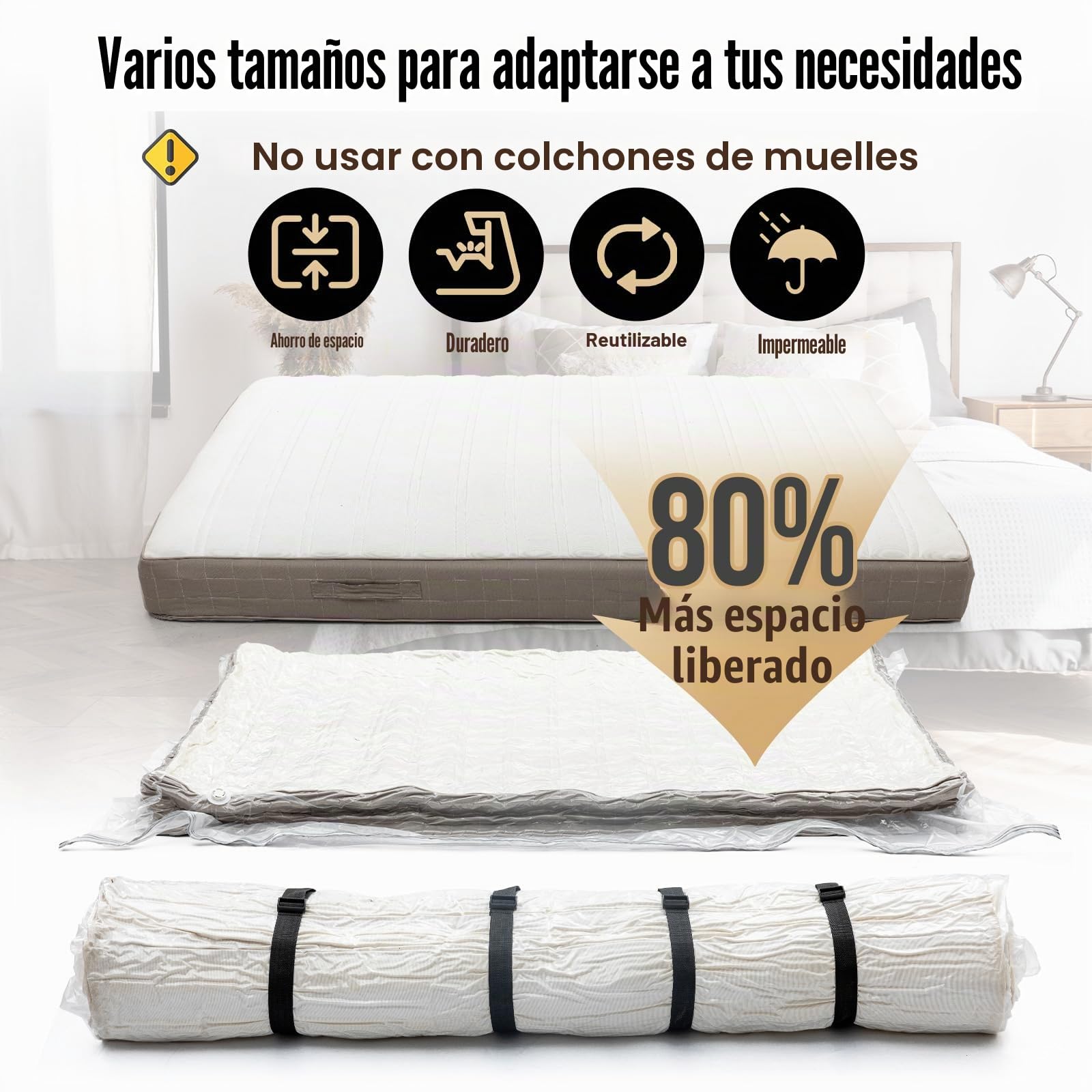 TAILI Bolsa de almacenamiento al vacío para colchón y edredón, Super King | Reutilizable, ahorra espacio, para mudanzas y almacenamiento, válida para colchón y edredón tamaño Super King