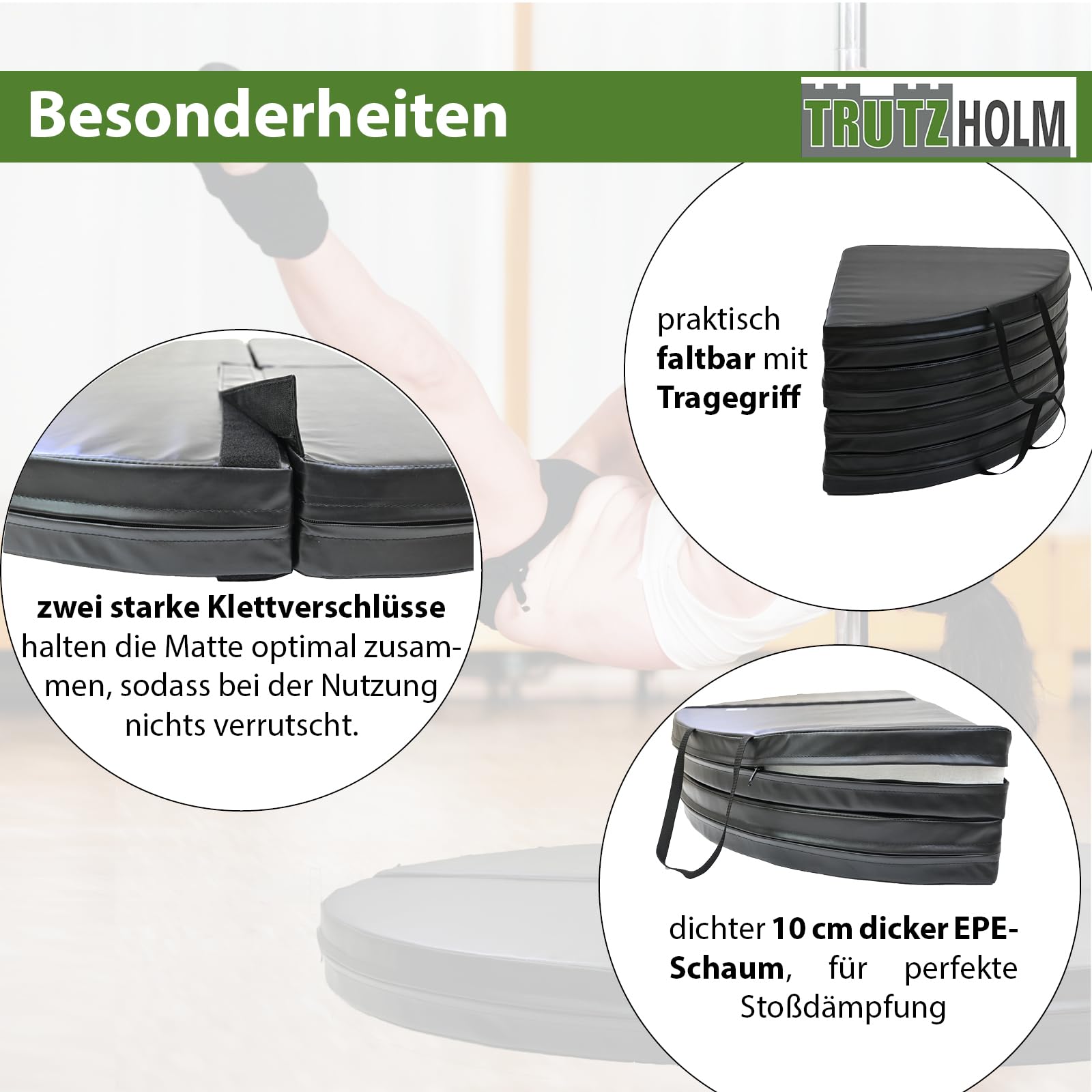 Tanzstangenmatte Matte Tanzstange Ø 120cm 5 oder 10 cm dick Pole Dance Matte Polematte Stangentanz Sturzmatte Schutzmatte Fitnessmatte