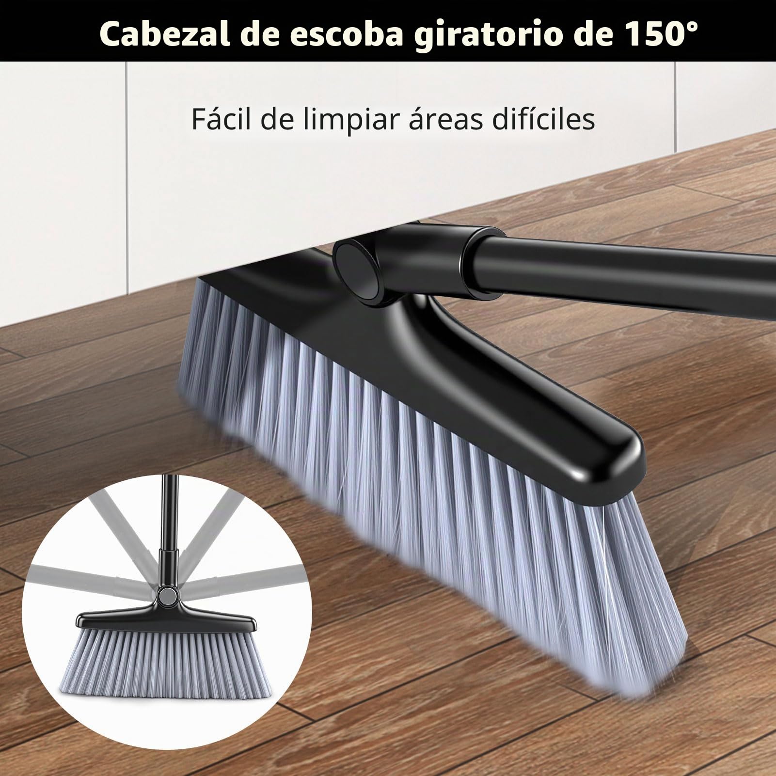Juego de Escoba y recogedor,Juego de recogedor y Cepillo de Mango Largo,Juego de Escoba Vertical para Barrer,Cepillo barredor Giratorio 180 Grados,Recogedor doméstico con Dientes de Peine para hogar