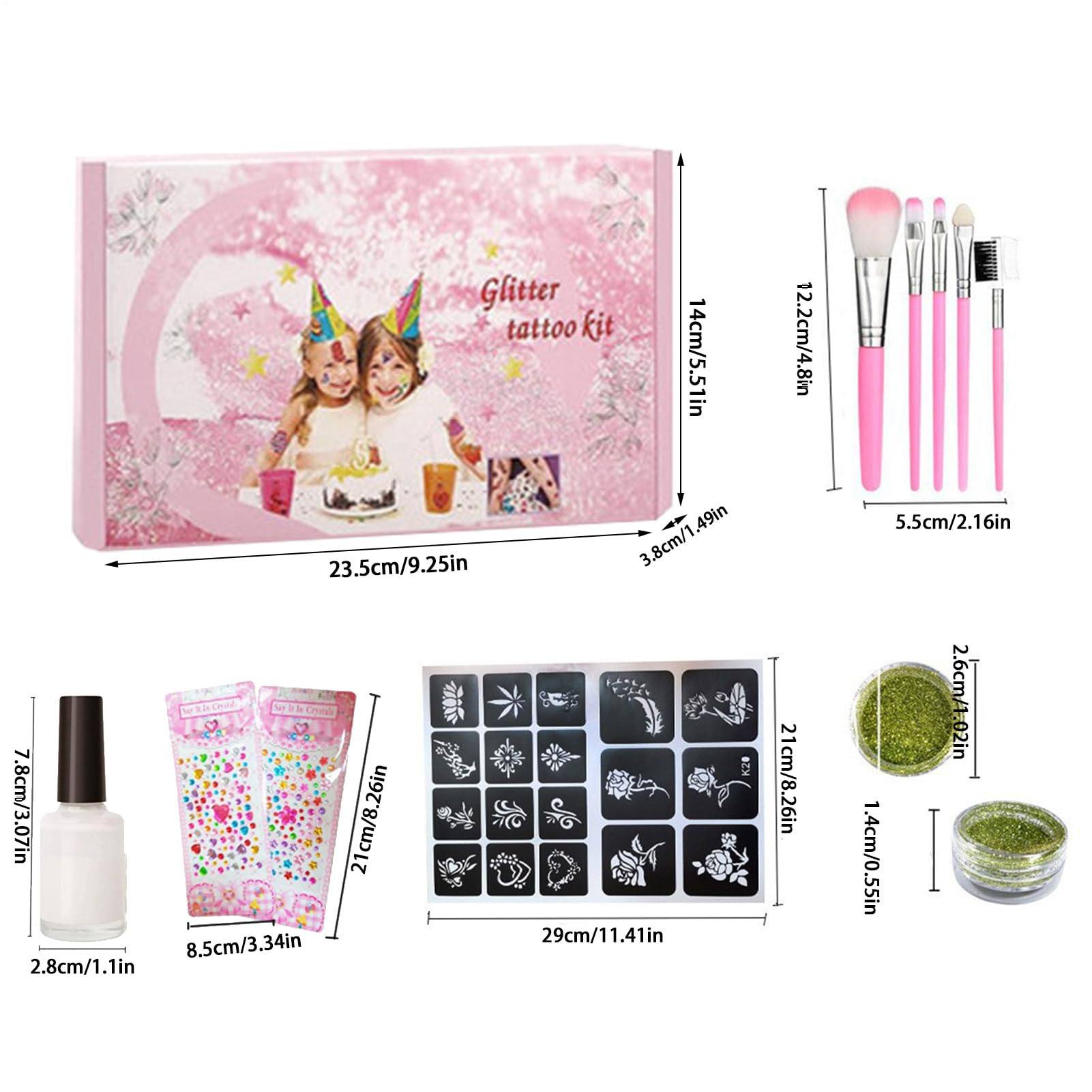 Kit di pittura viso e corpo Pennelli e stencil per trucco viso artistico | Set di pittura corpo attivabile con acqua Per compleanni, carnevali, spettacoli, feste, Halloween, Natale, cosplay