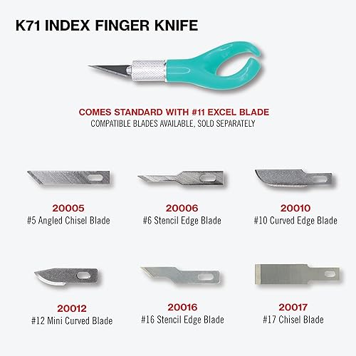 Miniatura 3 de Excel Blades K71 - Cuchillo ergonómico de 7 pulgadas con lazo para el dedo, suministros de manualidades, cuchillo para álbumes de recortes y