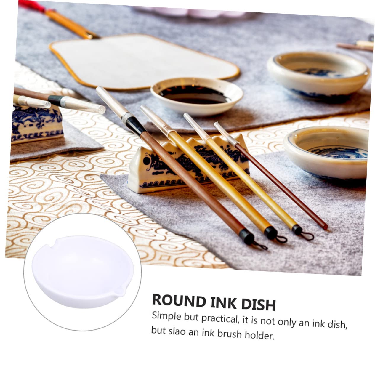 KALLORY 2 Sets 2pcs Ink Tray Ink Plate Chinese Calligraphy Porcelain Inkwell Mini Ink Dish Mini Tray Sushi Kits Sumi- e Painting Ink Bowl Ink Bowl Chinese Plastic White Tea Bag Ceramics