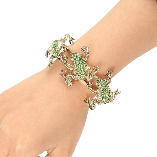 Miniatura 2 de EVER FAITH Pulsera de cristal austriaco con 3 ranas inspiradas en la vendimia para mujer