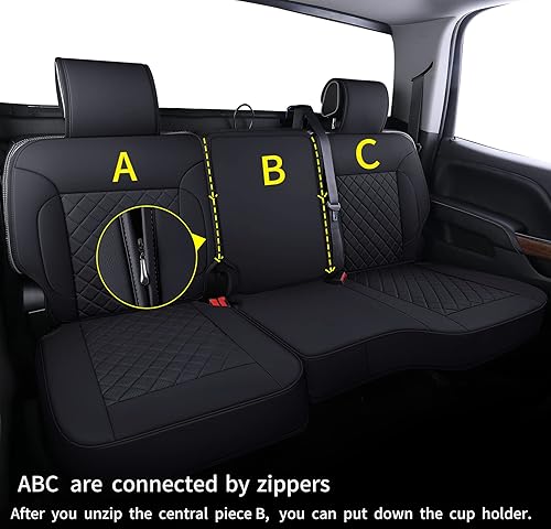 Miniatura 9 de LUCKYMAN CLUB P01-S1 - Juego completo de fundas de asiento para Chevy SilveradoSierra 2019-2024 15002500 HD3500 HD Crew Cab con piel sintética