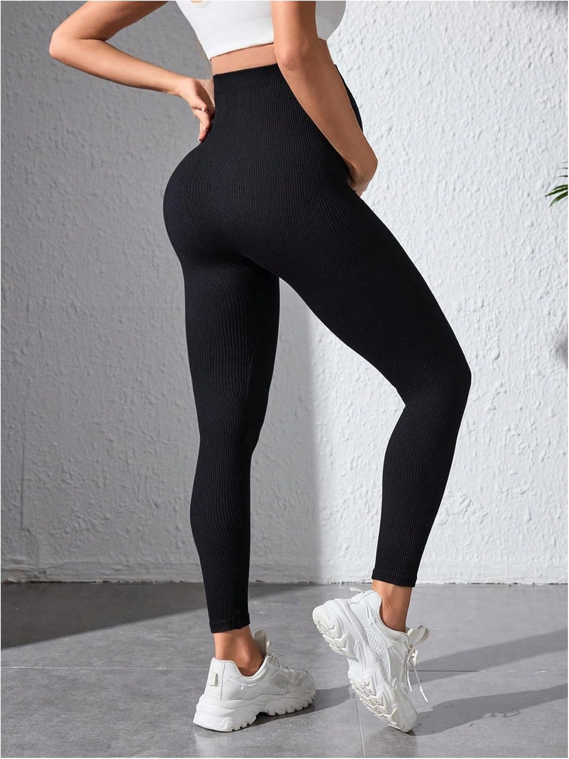 OYOANGLE Women's Maternity High Waisted Ribbed Leggings Over The Belly Pregnancy Yoga Pants - Image 3