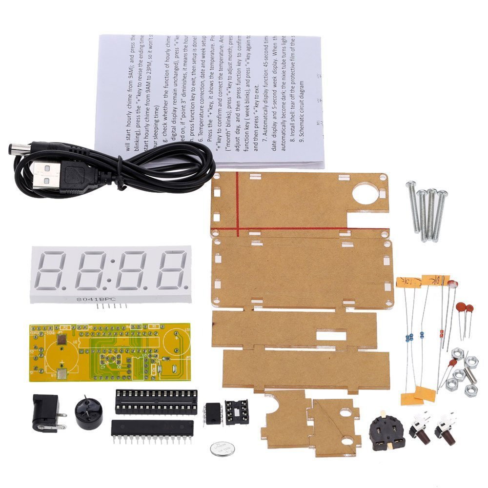 Buy WINGONEER 4Digit DIY LED Electronic Clock Kit Microcontroller 0