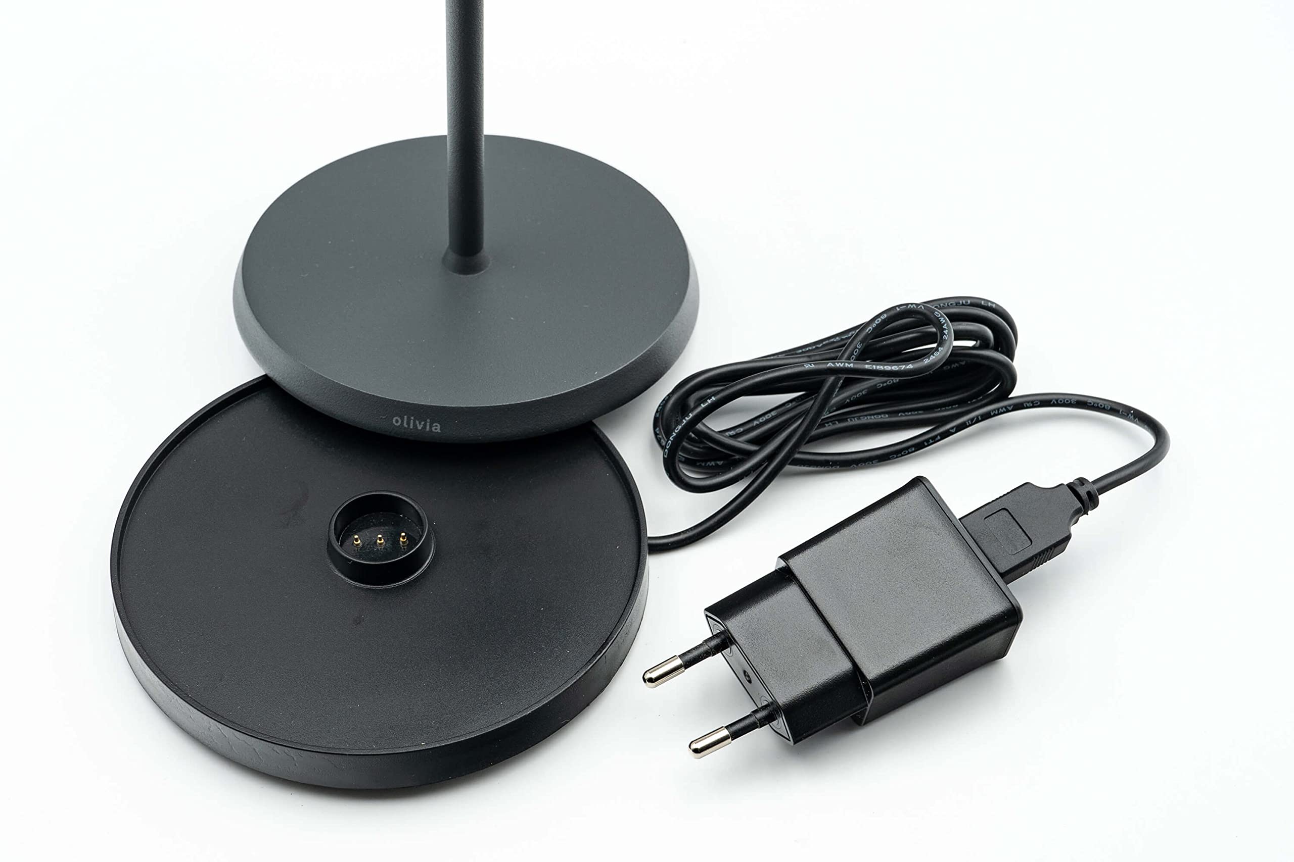 Zafferano, Lampada Olivia Mini, Lampada da Tavolo Portatile e Ricaricabile con Controllo Touch, Adatta per Salotto ed Esterni, Dimmer, 2700-3000 K, Altezza 22 cm, Colore Grigio Scuro
