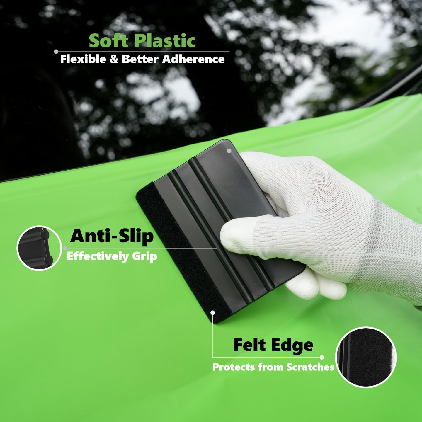 39-Piece Vinyl Wrap Tool Kit, Car Window Tint Application Set with Spray Bottle, Felt Squeegee, Magnetic Holders, Safety Trimmer, Plastic Scraper & Gloves, DIY Auto Film Install Aid (Black/Green)