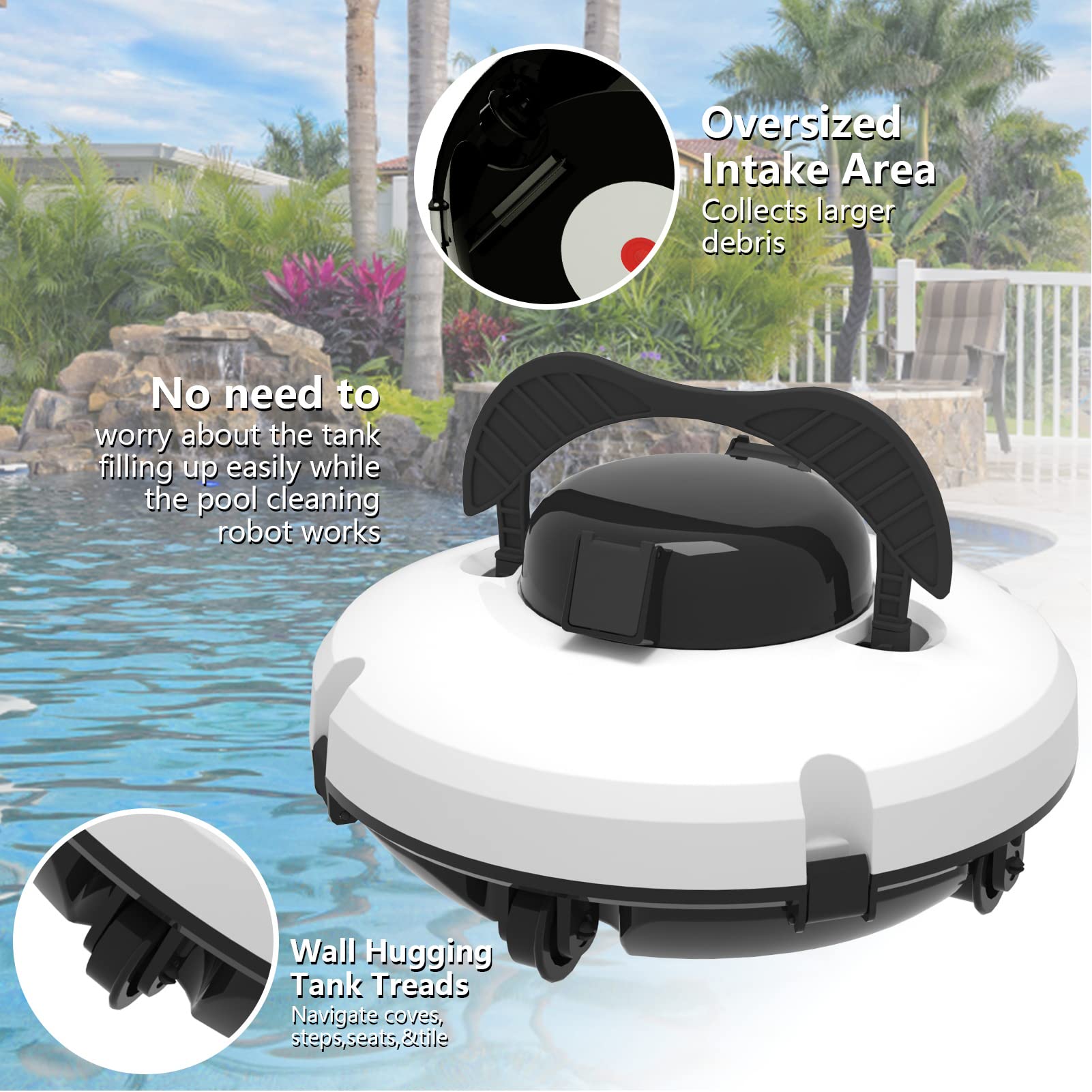 Lixada Robot per Piscina,Aspirapolvere per Piscina Automatiche Senza Fili,Aspirapolvere per Pavimenti e Power Clean da 120 Minuti, parcheggio Automatico e Arrampicata 18°