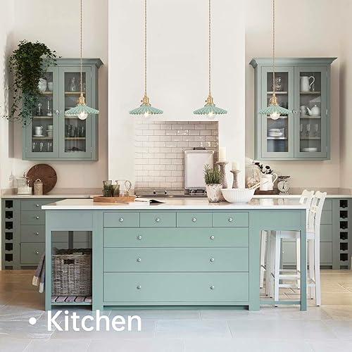 Miniatura 99 de Lámpara colgante con pantalla de cristal ámbar Scindapsus de cristal, lámpara colgante vintage de latón, luz colgante ajustable para cocina, isla