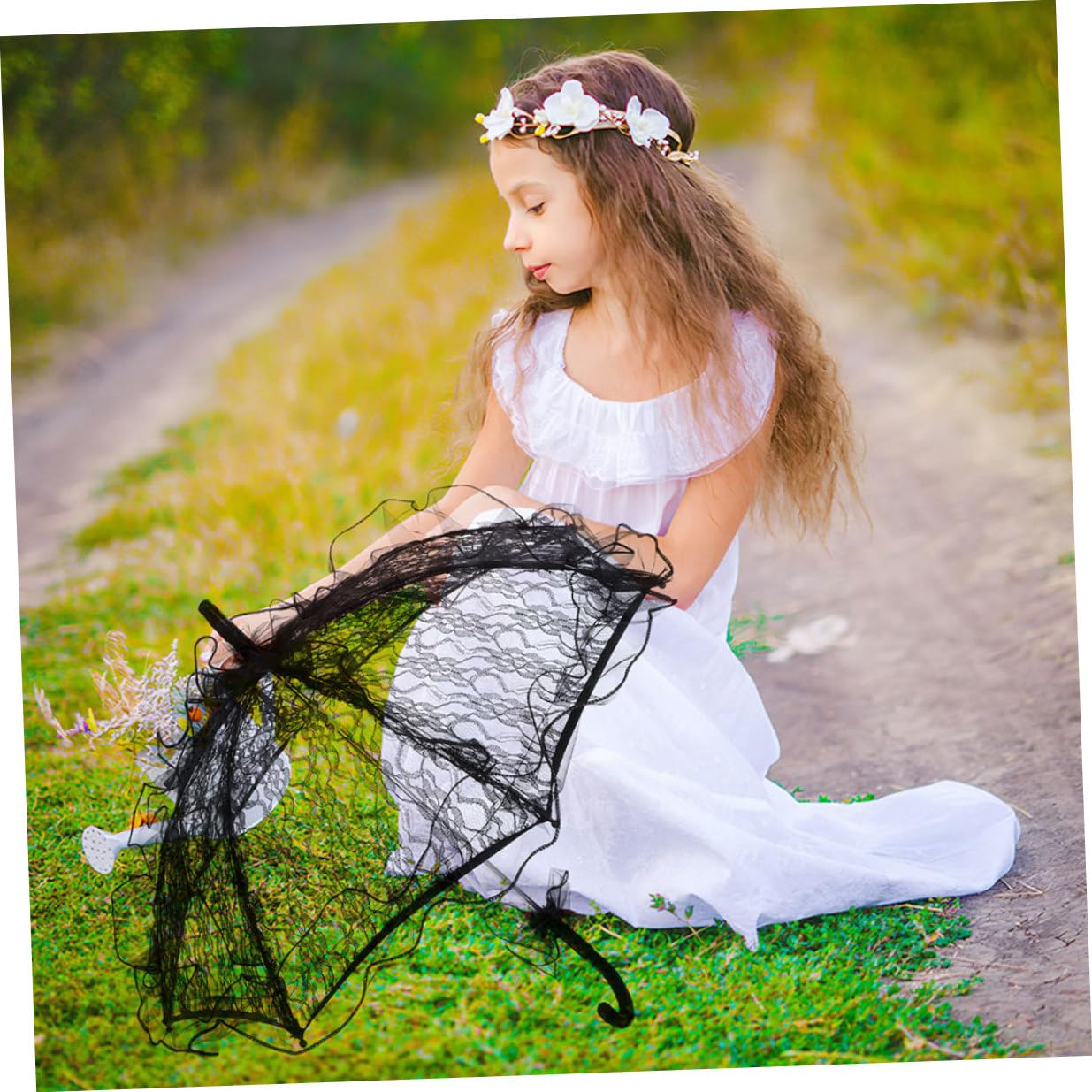 2 Stück Eleganter Spitzen sonnenschirme Brautschirm Hochzeit Deko Leichter Spitzen schirm als Vintage Parasol für Outdoor Hochzeitszeremonien Halloween Kostüm und Fotoshootings