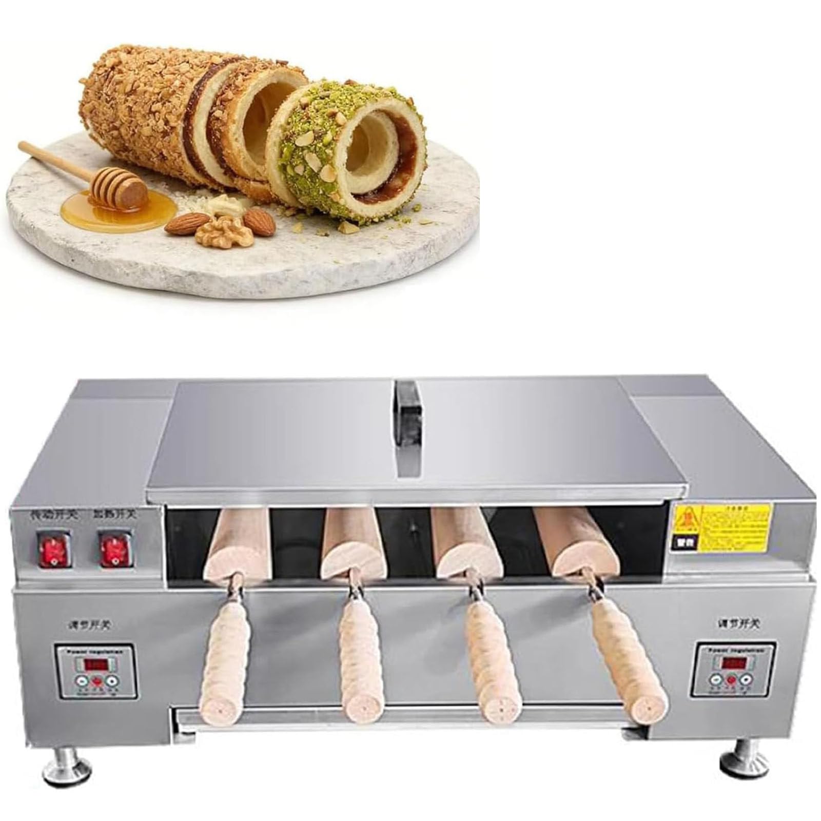 HaiZethonic Electric Ice Cream Cone Oven,Chimney Cake Roll Oven Maker,3000w Chimney Toaster Machine for Toast, Ice Cream Cone, And Waffle Making CNCtype