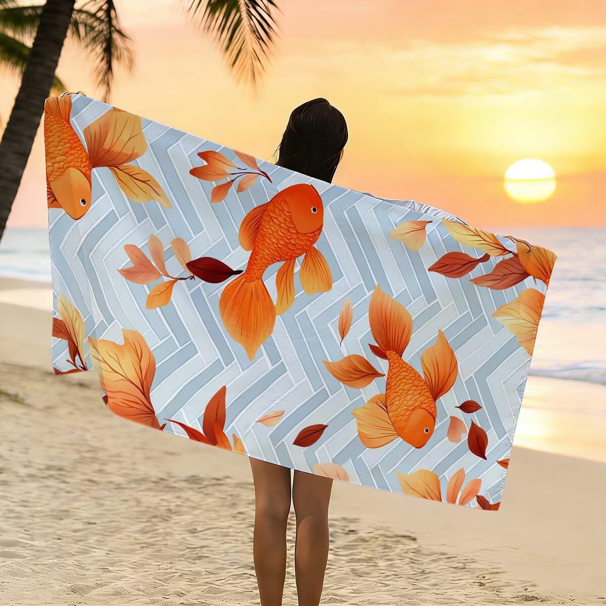 Ręcznik plażowy z mikrofibry, duży ręcznik plażowy 100 x 220 cm, 2 sztuki, damski ręcznik gimnastyczny szybkoschnący, odporny na piasek ręcznik z mikrofibry, lekkie ręczniki gimnastyczne na prezent