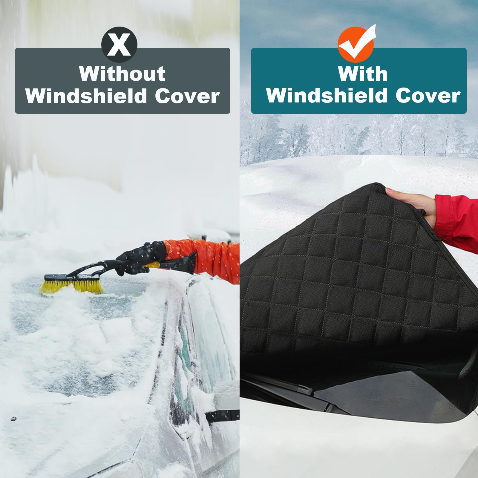 hifrom Frontscheibenabdeckung Auto Windschutzscheibe Schnee Abdeckung Auto Motorhaube Schnee Abdeckung, Winter Auto Scheibenabdeckung Windschutzscheibe Abdeckung für EIS Frost UV, Autos SUV LKW Vans