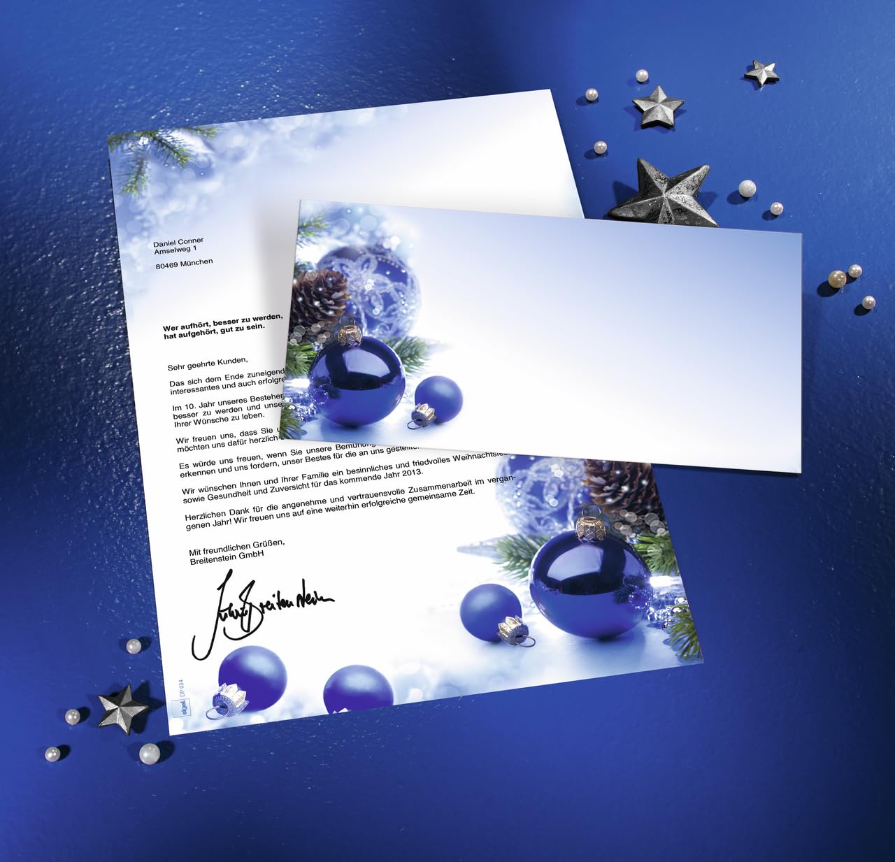 SIGEL DU036 Koperty Boże Narodzenie "Blue Harmony", DIN długie, 50 sztuk