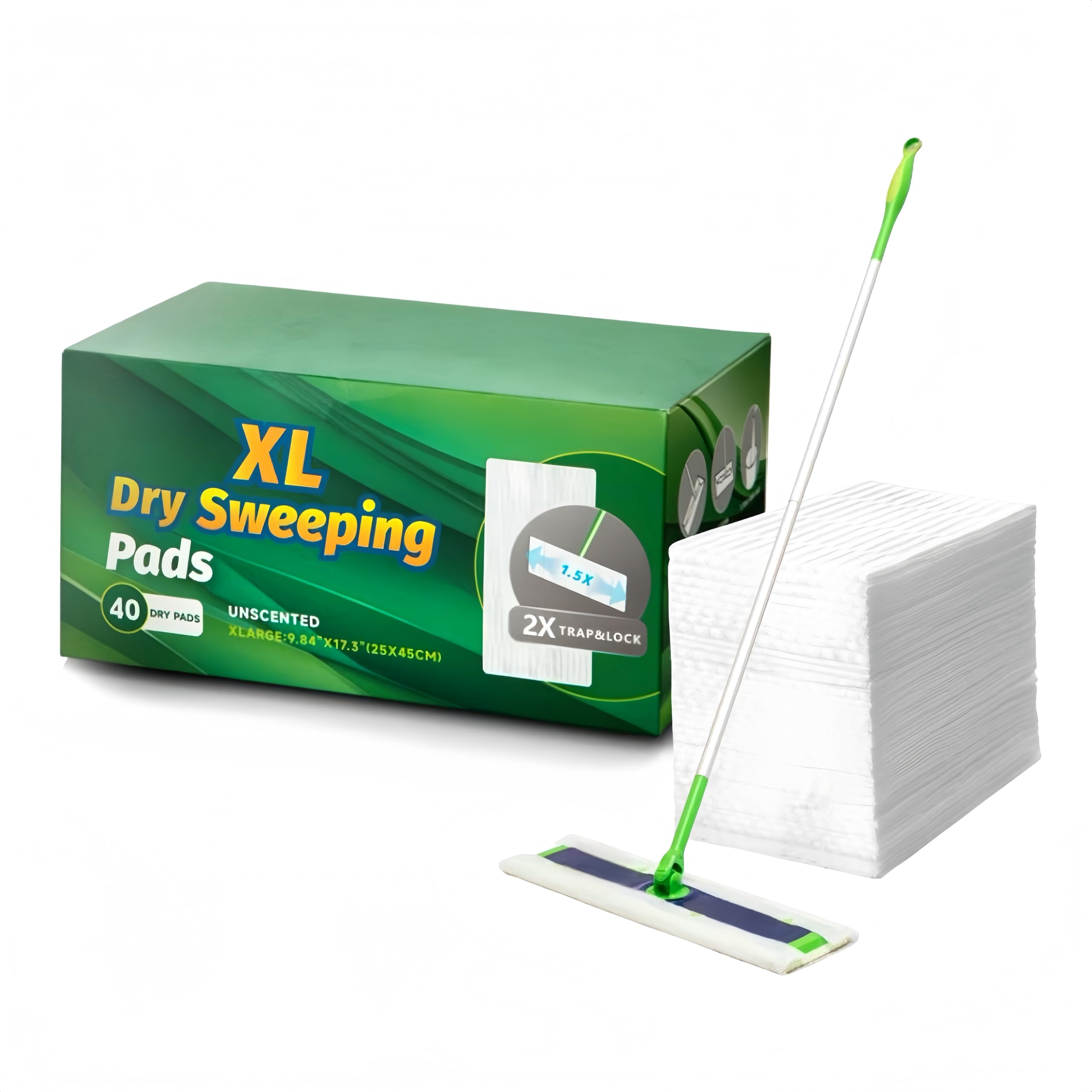 XL Trockenwischtücher für Swiffer X-Large Kehrmaschine, XL-Bodenreinigungstuch zum Wischen von Zuhause, Bad, Küche, 25 x 43,9 cm, extra dick und groß, 40 Stück