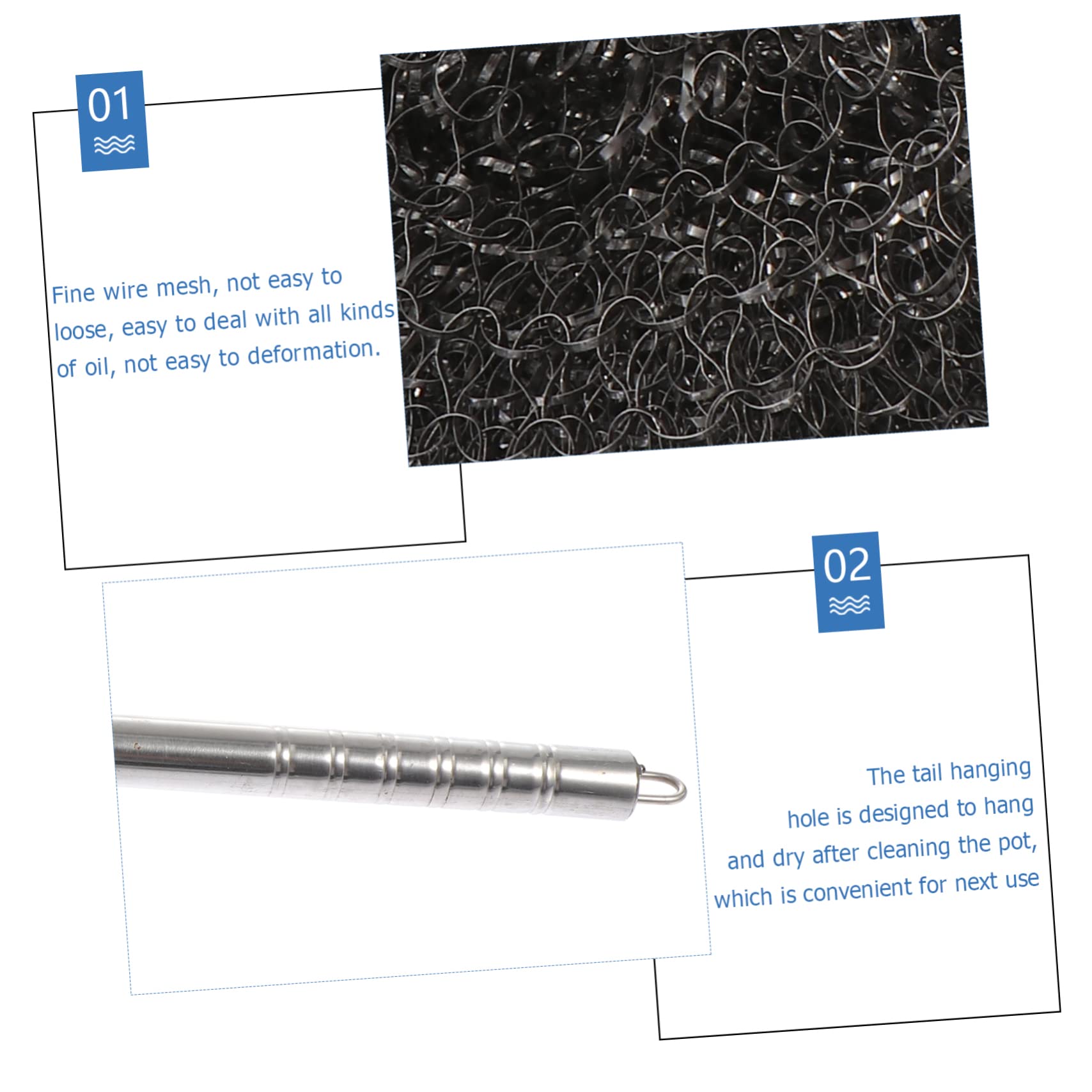 3 Piezas Cepillo de Bolas de Acero Limpieza de Bolas de Alambre Equipo Kitchen Cleaner Dish Brush Esponja Limpieza Limpiador de brochas Limpiador de Platos Cepillo de Cocina Silver Genérico