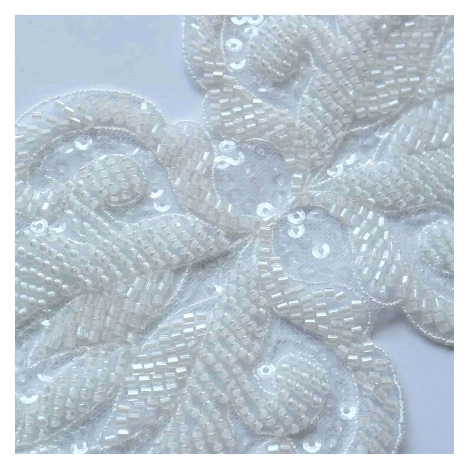 Apliques de encaje bordado con cuentas, Parches de diamantes de imitación de flores for vestidos de novia, Parches Ropa(Color 1)
