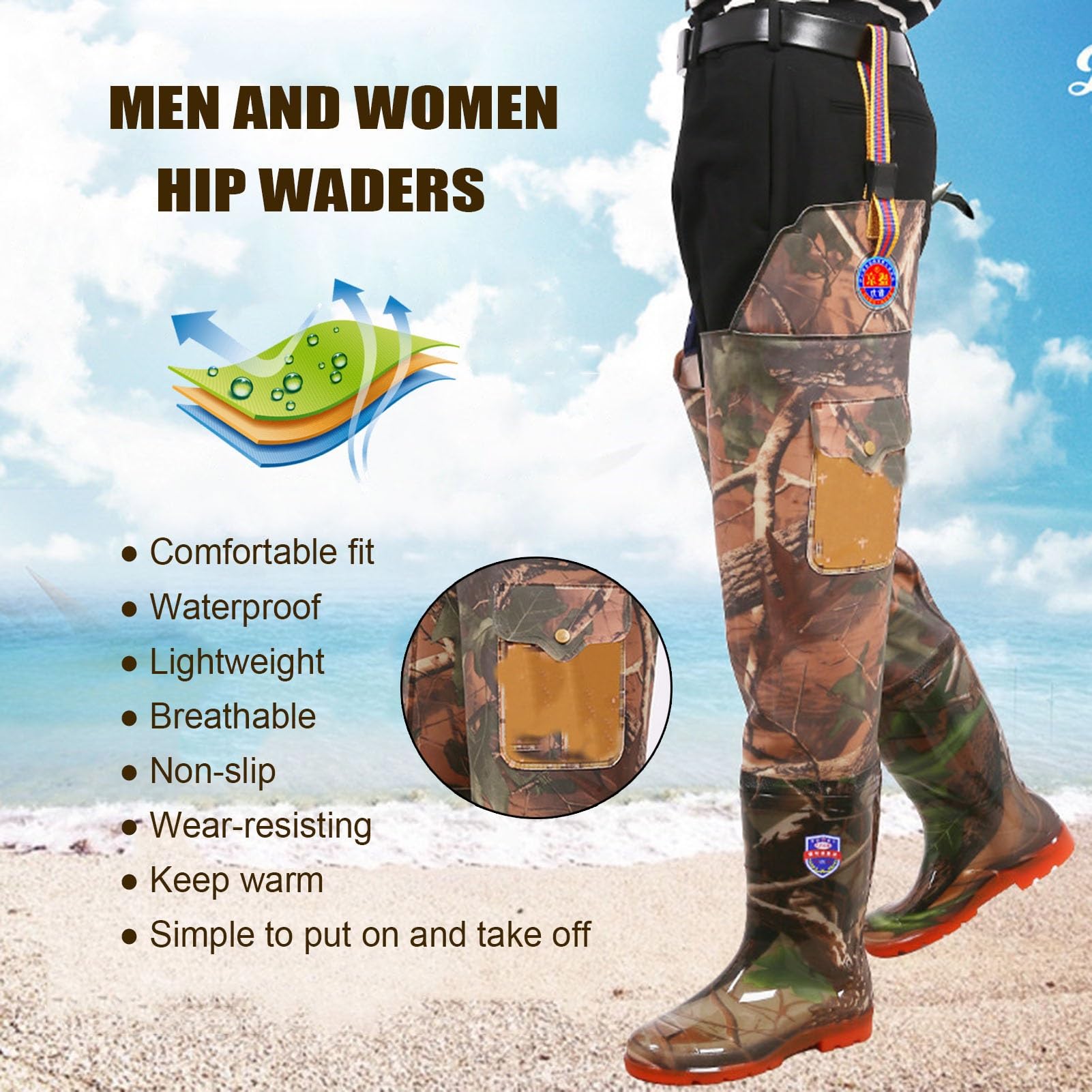Wodery biodrowe Wodery do brody Outdoor Work Wodery do brody Buty wędkarskie Wodoodporne dla mężczyzn i kobiet Lekkie buty brodzące Wygodne dopasowanie