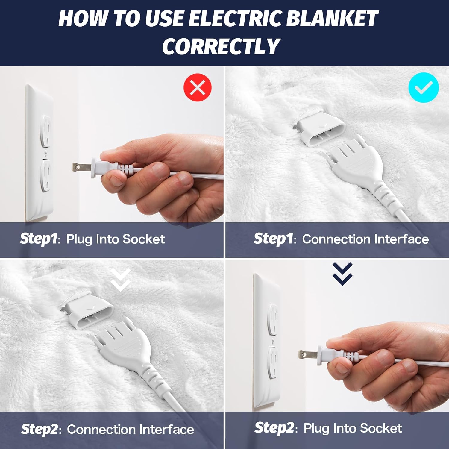 greenoak Heated Electric Blanket Throw, Faux Fur Sherpa Heating Blanket for Sofa Bed, Warm Winter Gifts for Women/Men, Heater Lap Blankets 5-Position Timer &10 Heating Levels 50''*60" Whtie - Image 3