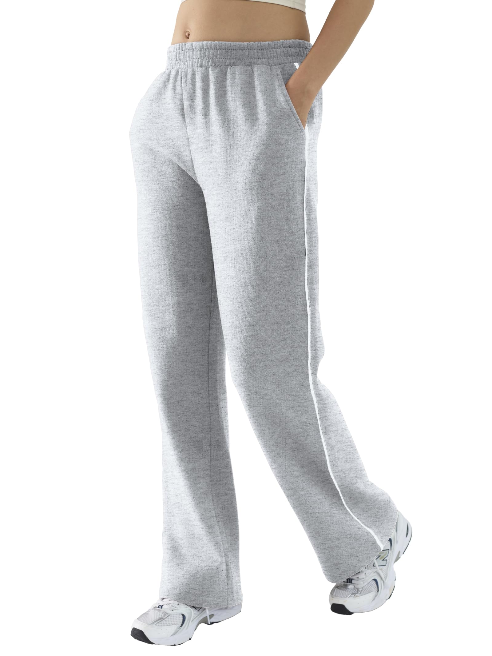 DITOK Baggy Sweatpants for Women, Comfy Straight Wide Leg Fleece Elastic Waist, Women's Workout Casual Lounge Ladies Pants