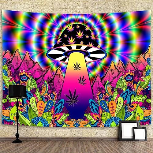 Miniatura 8 de JAWO Trippy - Montaña de hongos psicodélicos con diseño hipnótico, ideal para dormitorio, sala de estar o al aire libre (60 x 40 pulgadas)