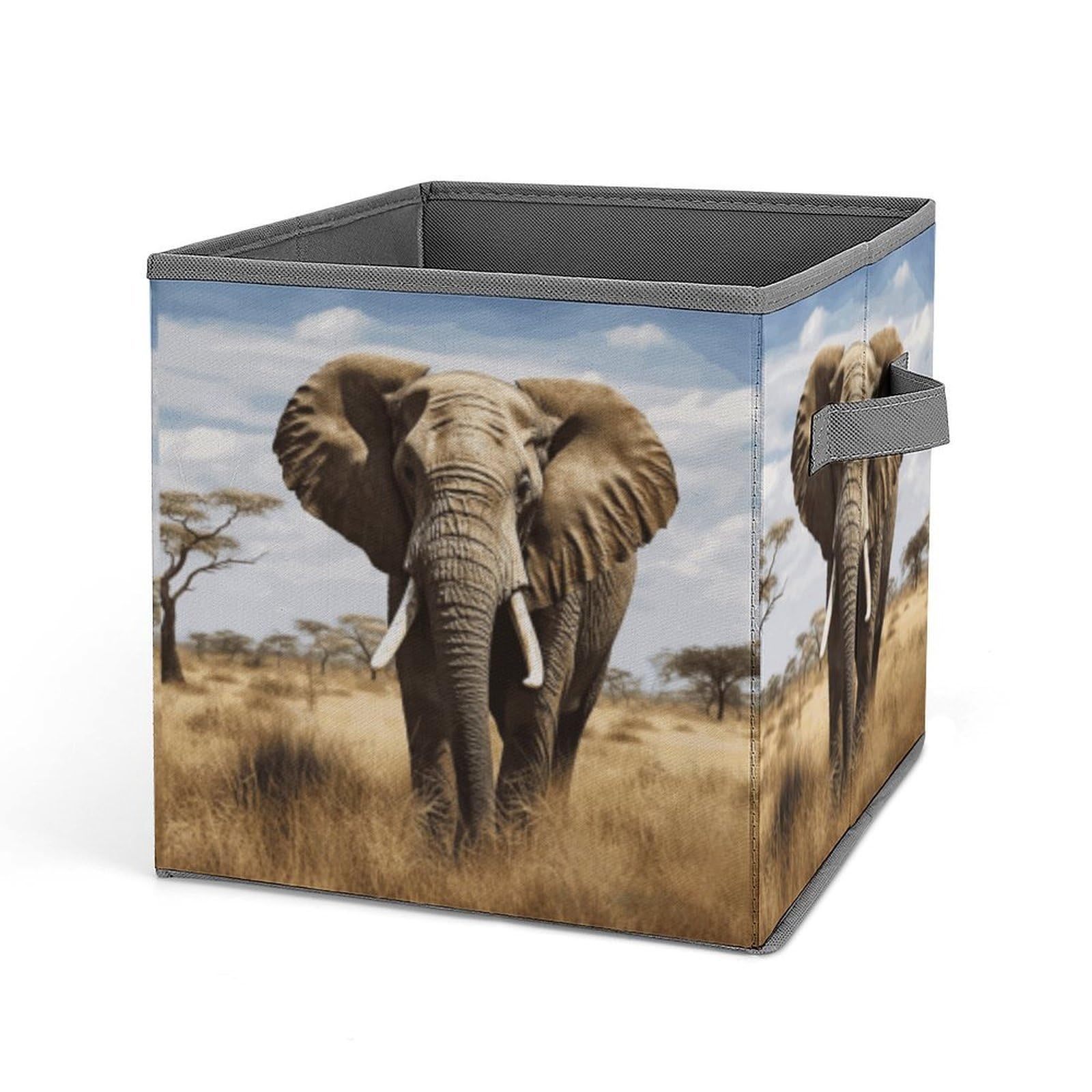 VstaDank Elephant Storage Bin Collapsible Storage Cubes Organizer Oxford Cloth Storage Box with Dual Handles Large Stackable Closet Storage Bins for Sheets Hat Sweater