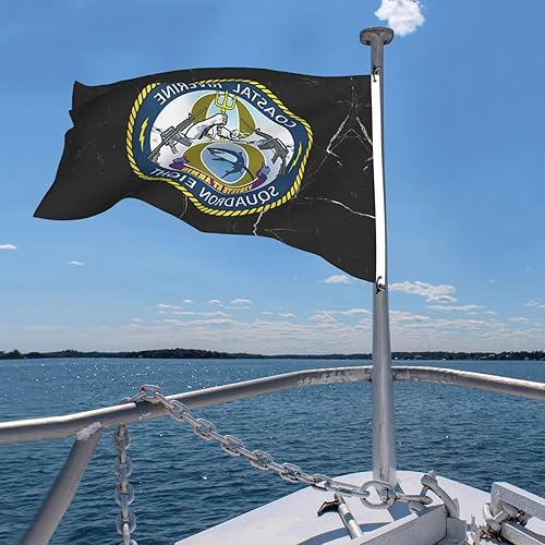 Miniatura 9 de Coastal Riverine Squadron 8 Bandera de doble cara Patio Decoración al aire libre 4 x 6 pies