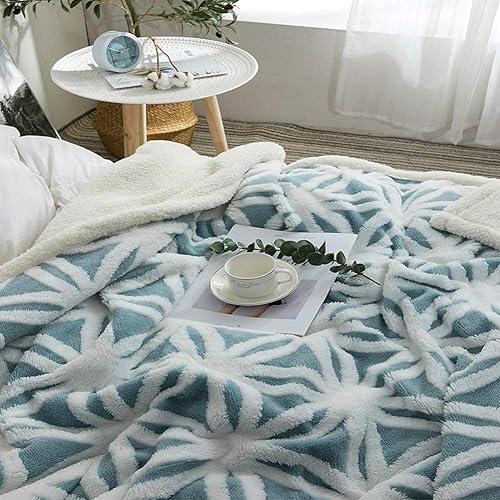 Miniatura 2 de Ukeler Manta de sherpa ultrasuave, ligera, 60 x 50 pulgadas, acogedora manta azul claro para cama y sofá, cálida y mullida