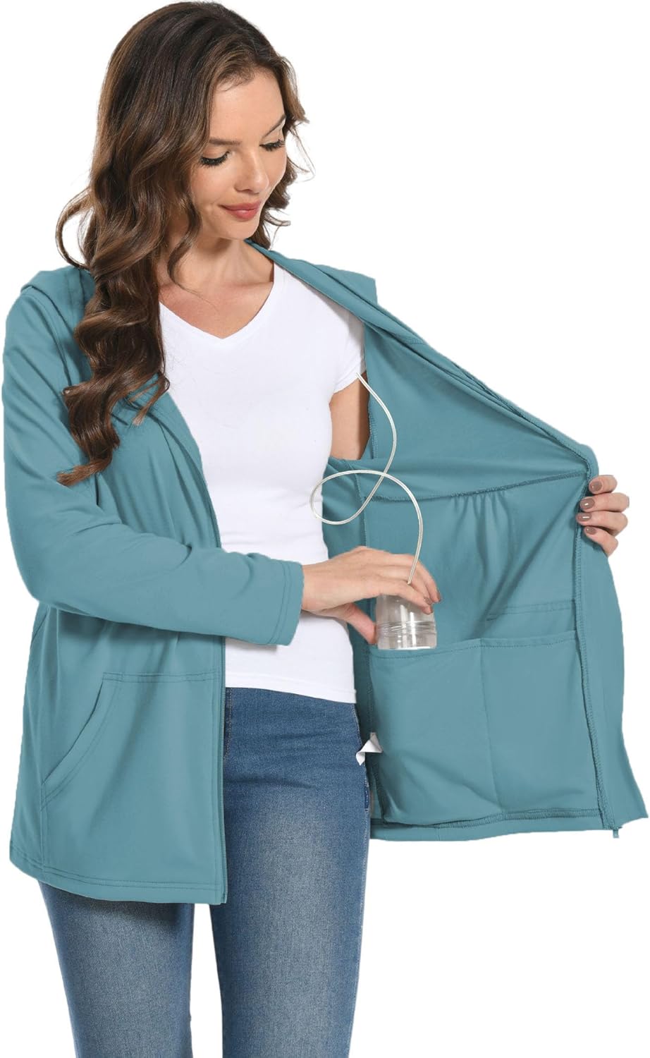 Meuponc Mastectomy Hoddies Jacket Coat with Drain Pockets Women Post Surgery Recovery Must Haves Long Sleeve Zip Up Shirts - Image 4