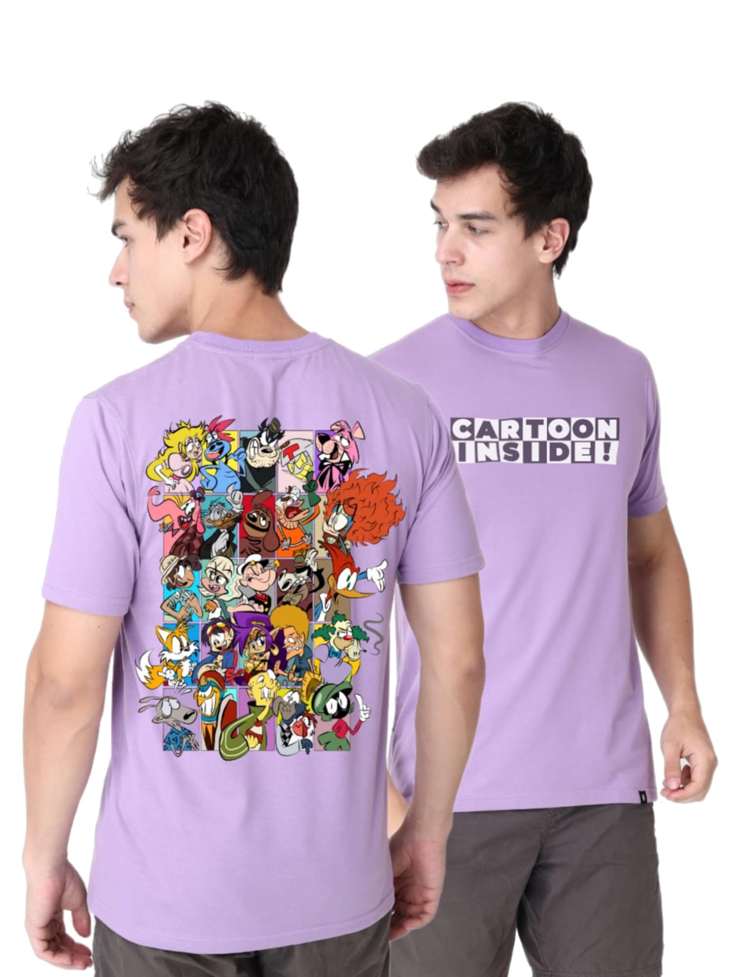 T-StoreMen's Cartoon Characters Printed 100% Cotton Regular Fit T-Shirt