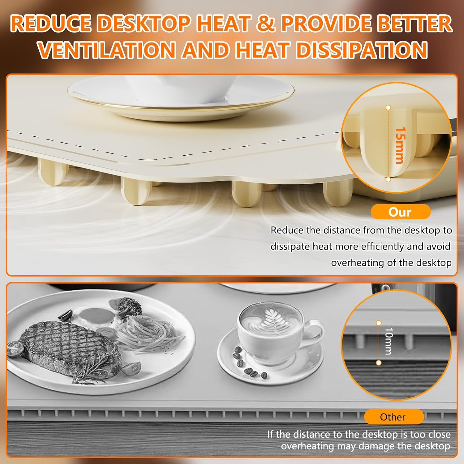 Warming Mat for Food, Electric Warming Tray, Fast Full Surface Graphene Electric Warming Tray, Extra Large Roll Up Silicone Food Warming Mat, Perfect for Gatherings, Parties &Everyday Use (Beige)