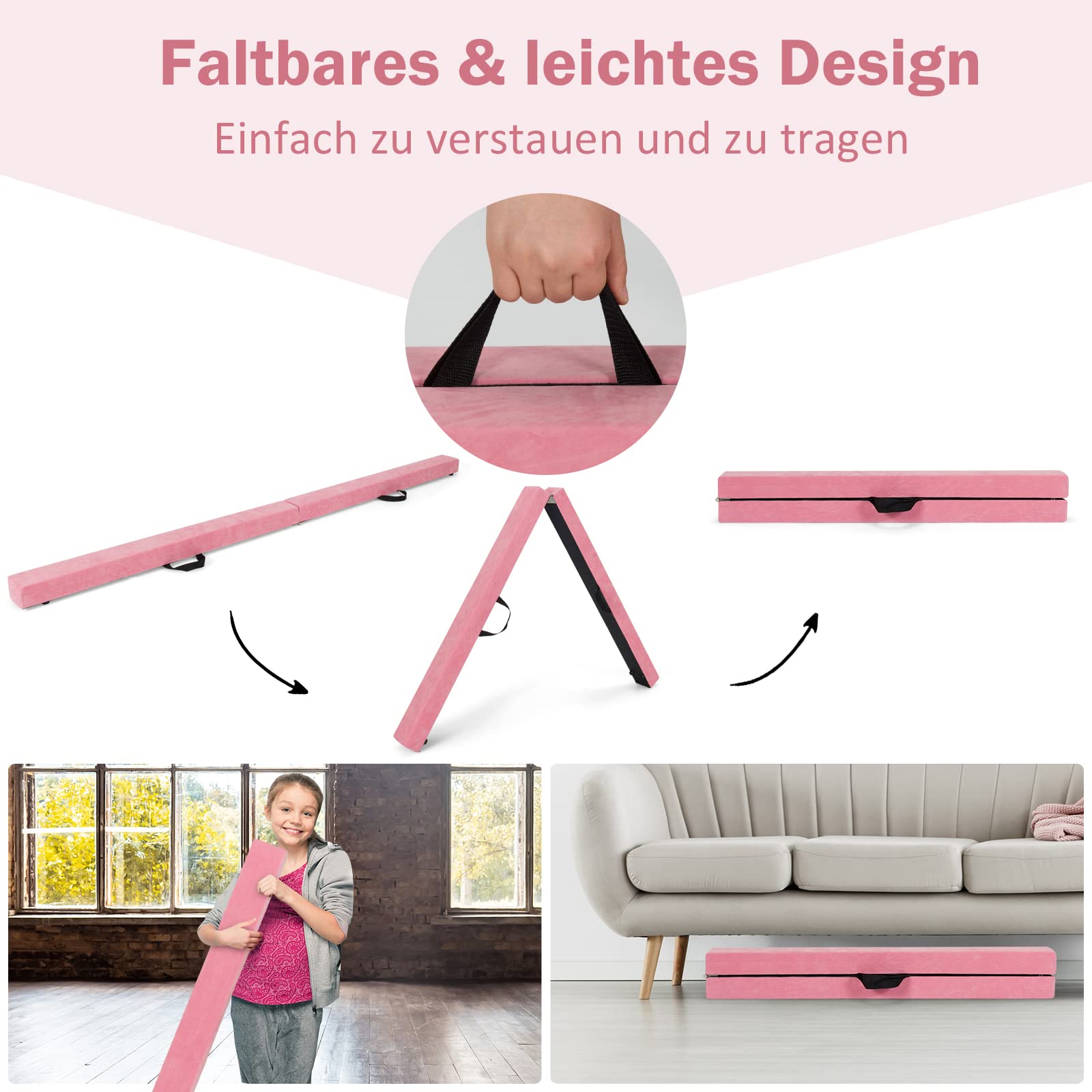 GOPLUS Barra de Equilibrio Plegable, 210 x 10 x 6,5 cm