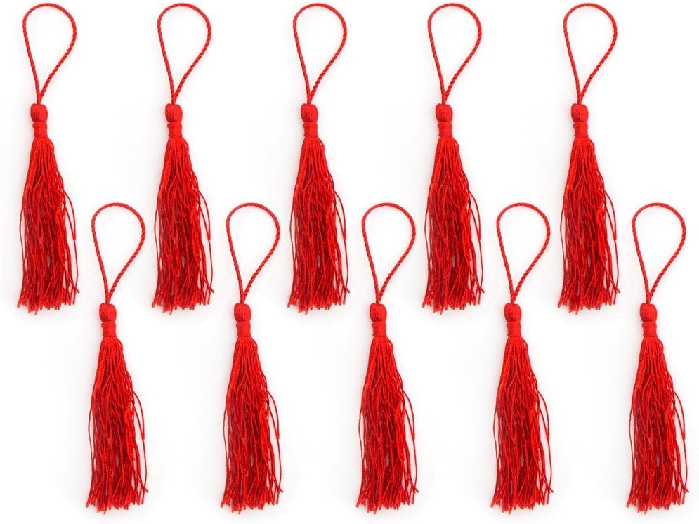 HAND Silky Tassels White 12cm Long for Craft Embellishments, Purses, Bags, Keyrings etc. Pack of 10