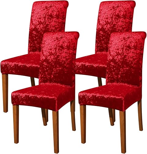 Vista 160 de Forcheer - Juego de 4 fundas elásticas para sillas de comedor con estampado elástico, lavable, extraíble, para cocina, hotel, restaurante