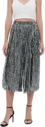 Women's Glitter Sequin Wide Leg Pants