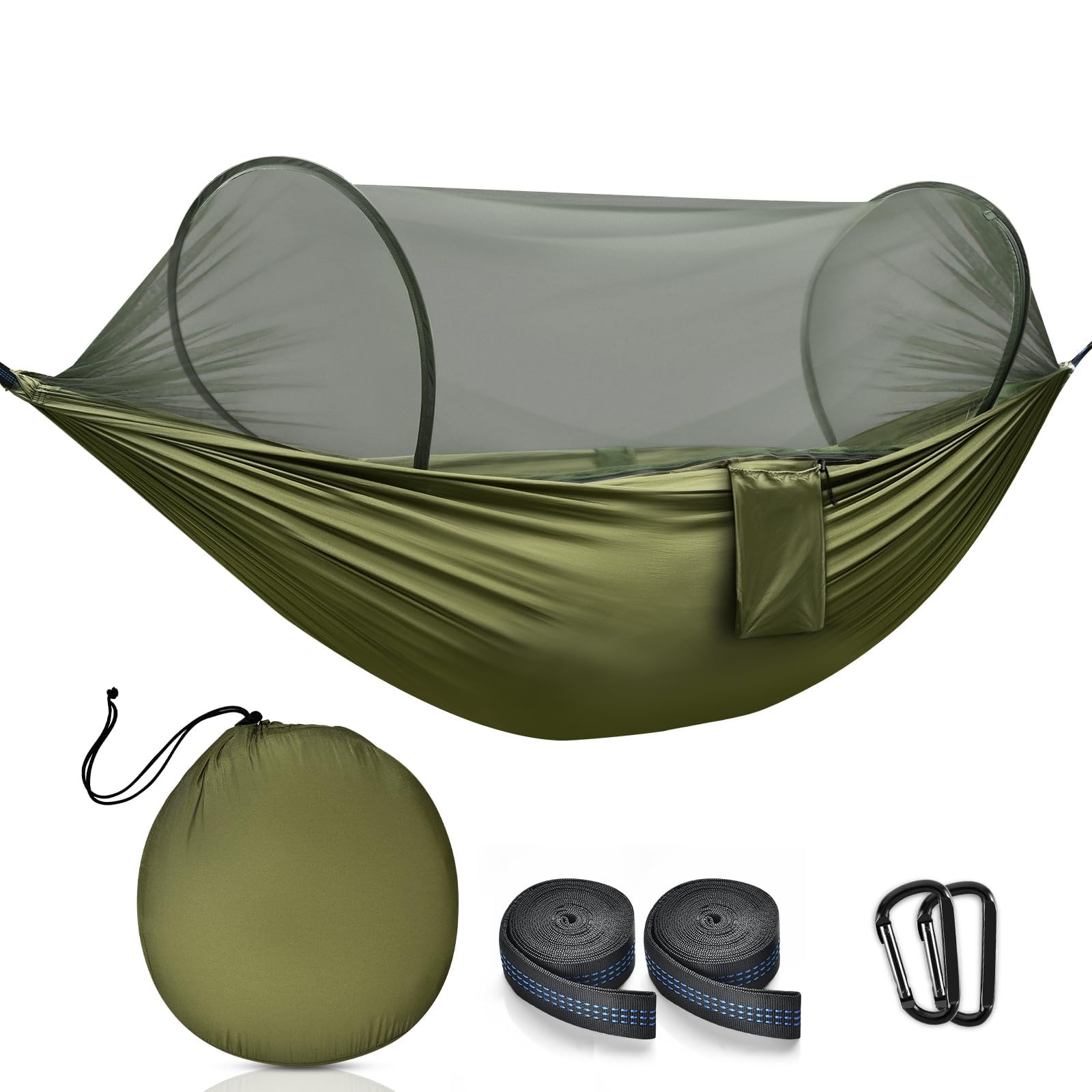1pcs Camping Hammock with Mosquito Net 250 x 120cm Lightweight Portable Double Hammock with Straps 440 LBS Load Capacity Pop-up Nylon Hammock for Travel Outdoor Hiking Backpacking Picnic